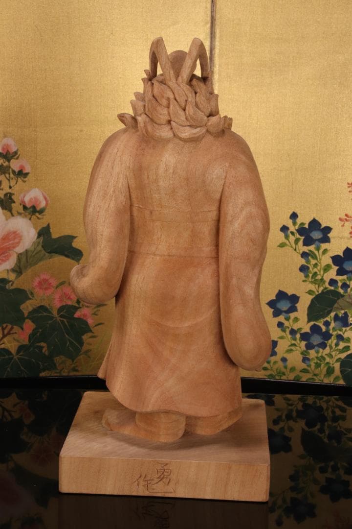 EE005　澤田政廣門下　高橋勇 謹作　木彫　『 鍾馗 』 高34.5cm 共箱