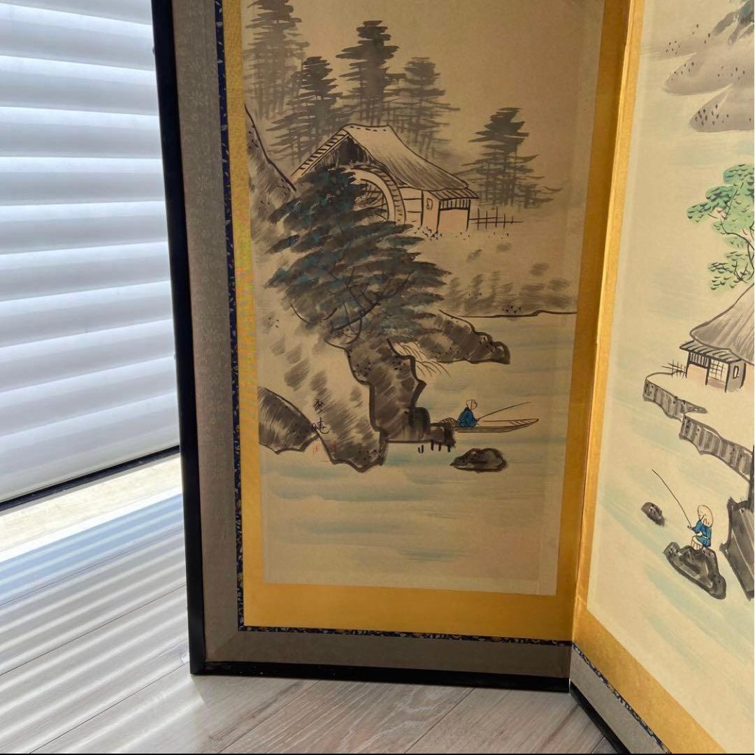 水墨画 山水画風屏風