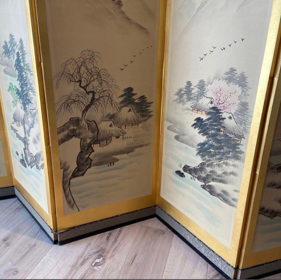 水墨画 山水画風屏風