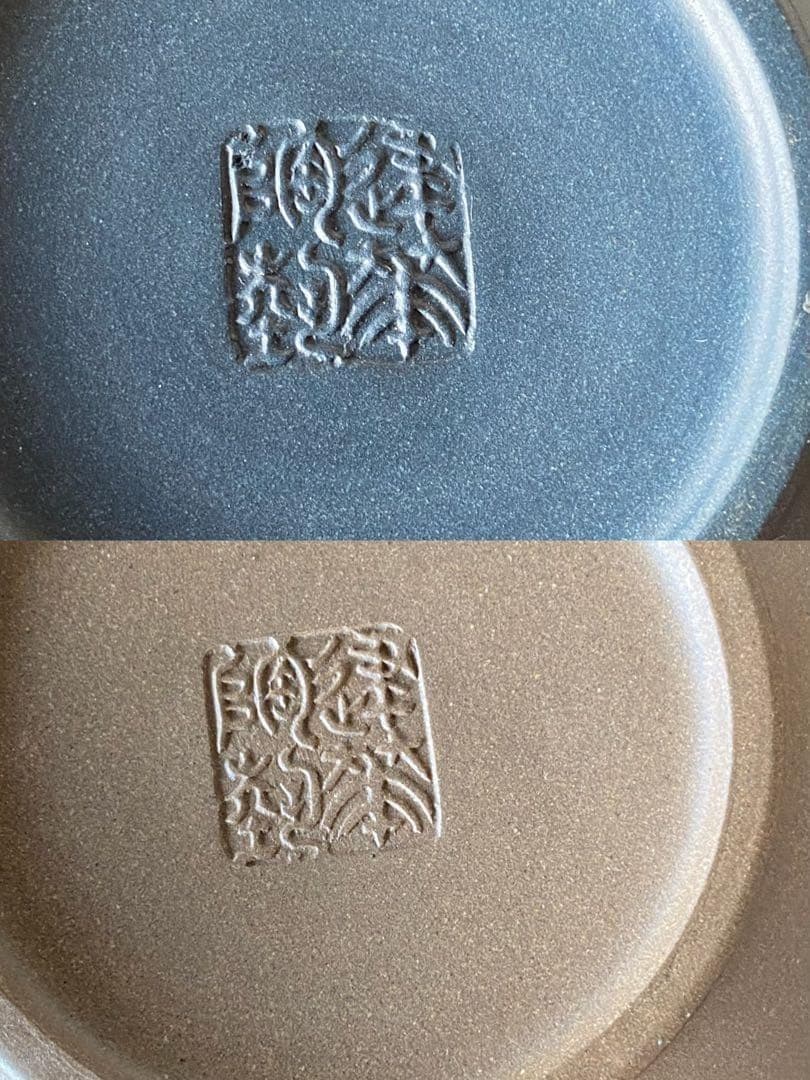 中国宜興紫砂茶壺中国古玩　希少品　周健栄作家作品　煎茶茶道具水平急須3色セット