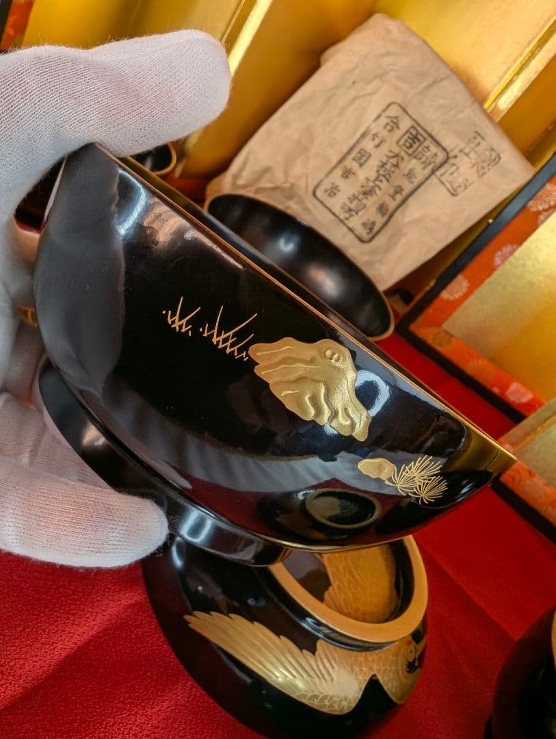 「こちらは専用出品です」明治時代 輪島塗 金蒔絵 椀 4客