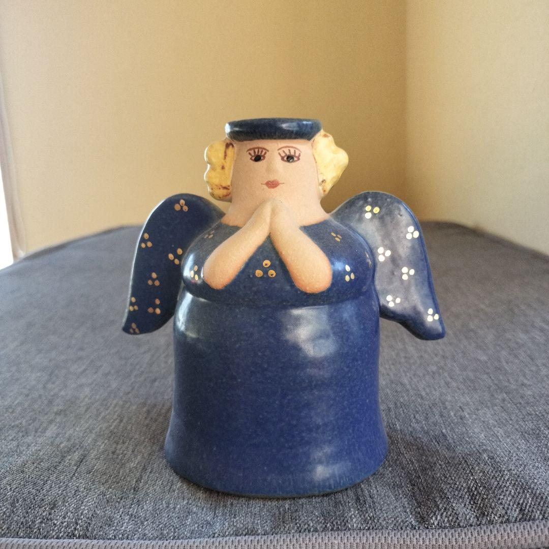 Lisa Larson/キャンドルホルダー/エンジェル/ブルー