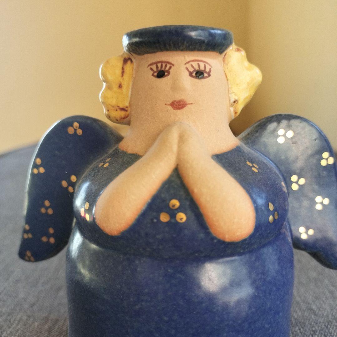 Lisa Larson/キャンドルホルダー/エンジェル/ブルー