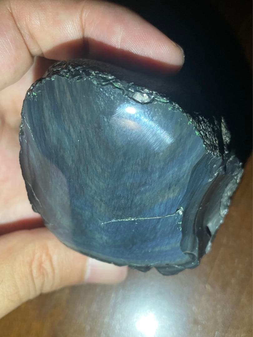 研磨品　十勝石玲瓏　複合色レインボーオブシディアン　オーロラ