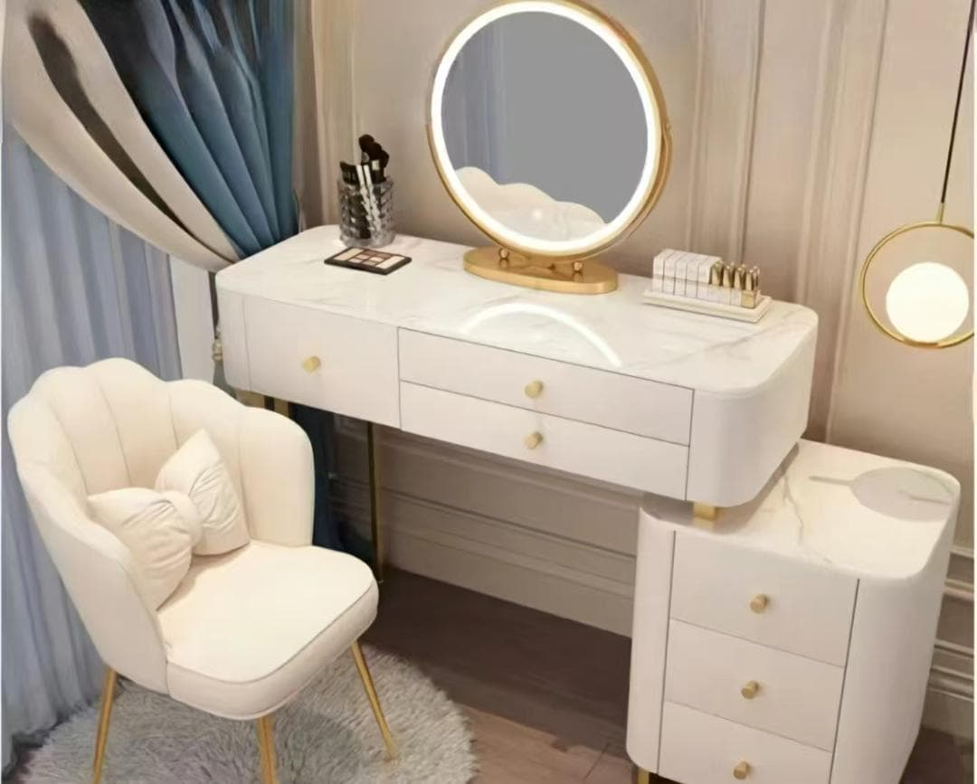 ホワイトモダンドレッサー デスクのみ訳あり品　写真をご確認204-100-02