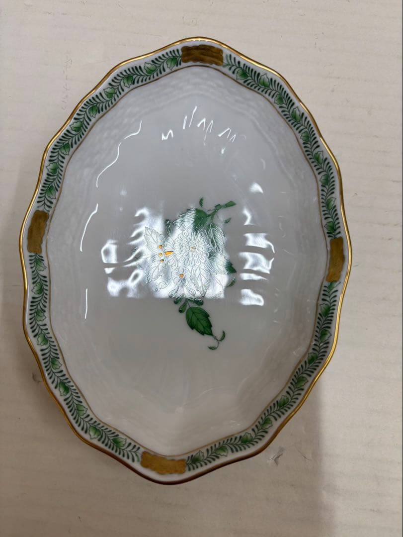 ヘレンド アポニーグリーン デザート プレート 2枚