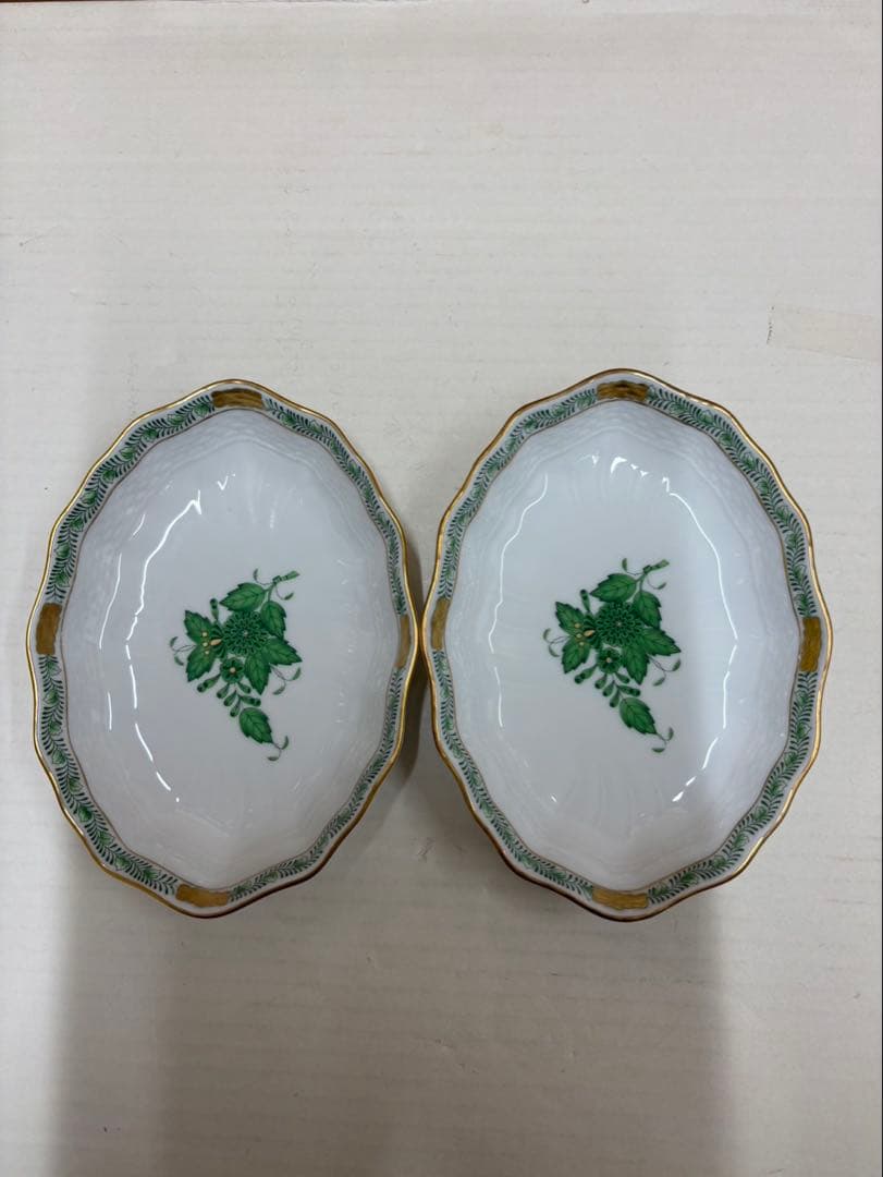 ヘレンド アポニーグリーン デザート プレート 2枚