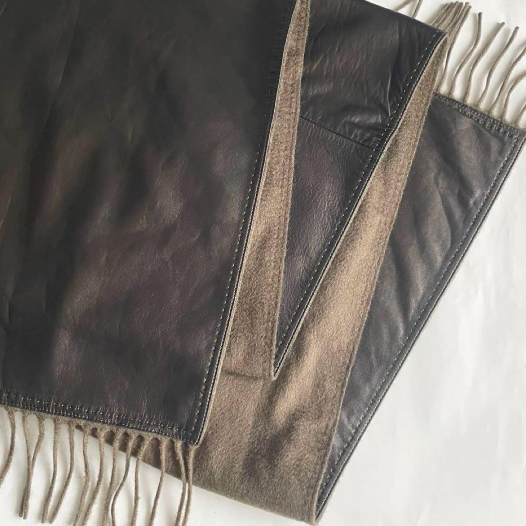 COLOMBO コロンボ カシミヤ100％ レザー マフラー リバーシブル