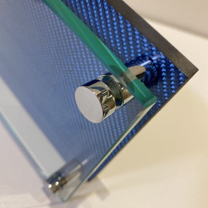 表札 大 ブルー ドライ カーボン ガラス  ネームプレート ウェルカムボード