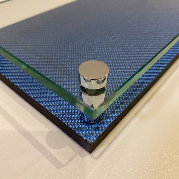 表札 大 ブルー ドライ カーボン ガラス  ネームプレート ウェルカムボード