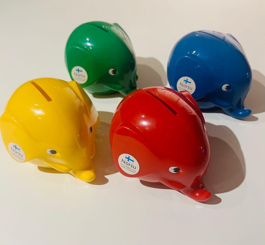 【廃盤】Norus エレファントバンク　貯金箱　4体セット