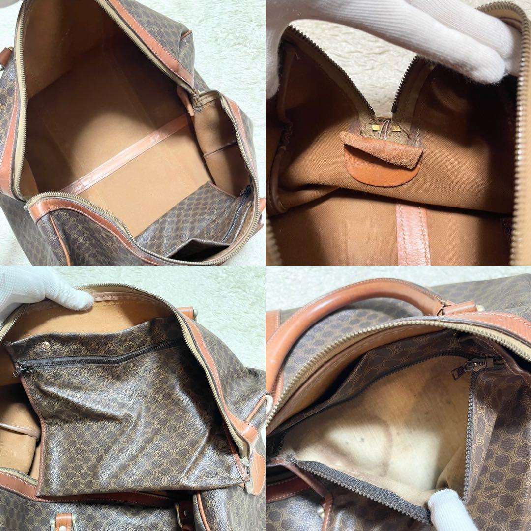 【特大容量】セリーヌ　ボストンバッグ　マカダム　レザー　ゴールド金具 トリオンフ