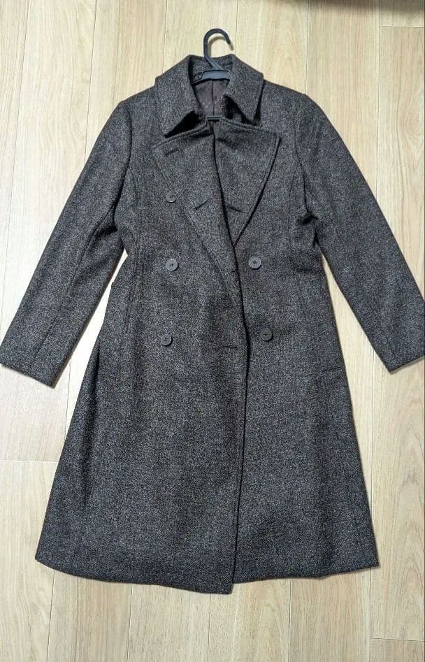 美品｜HILTON ウール混トレンチコート｜ブラウン　就活・通勤にも◎