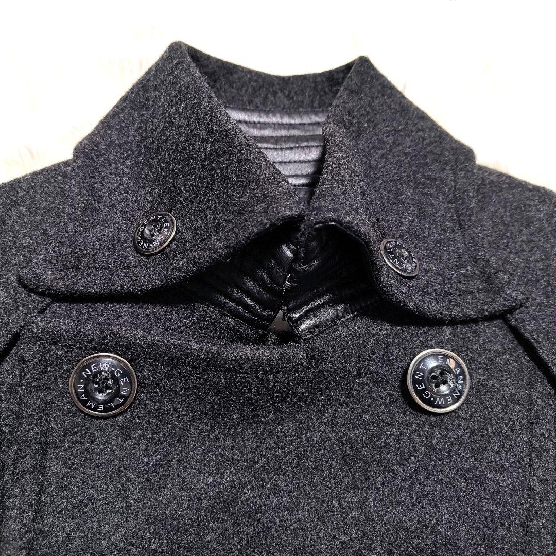 美品✨バッファローボブズ トレンチコート ウールメルトン レザー ベルト 黒 S