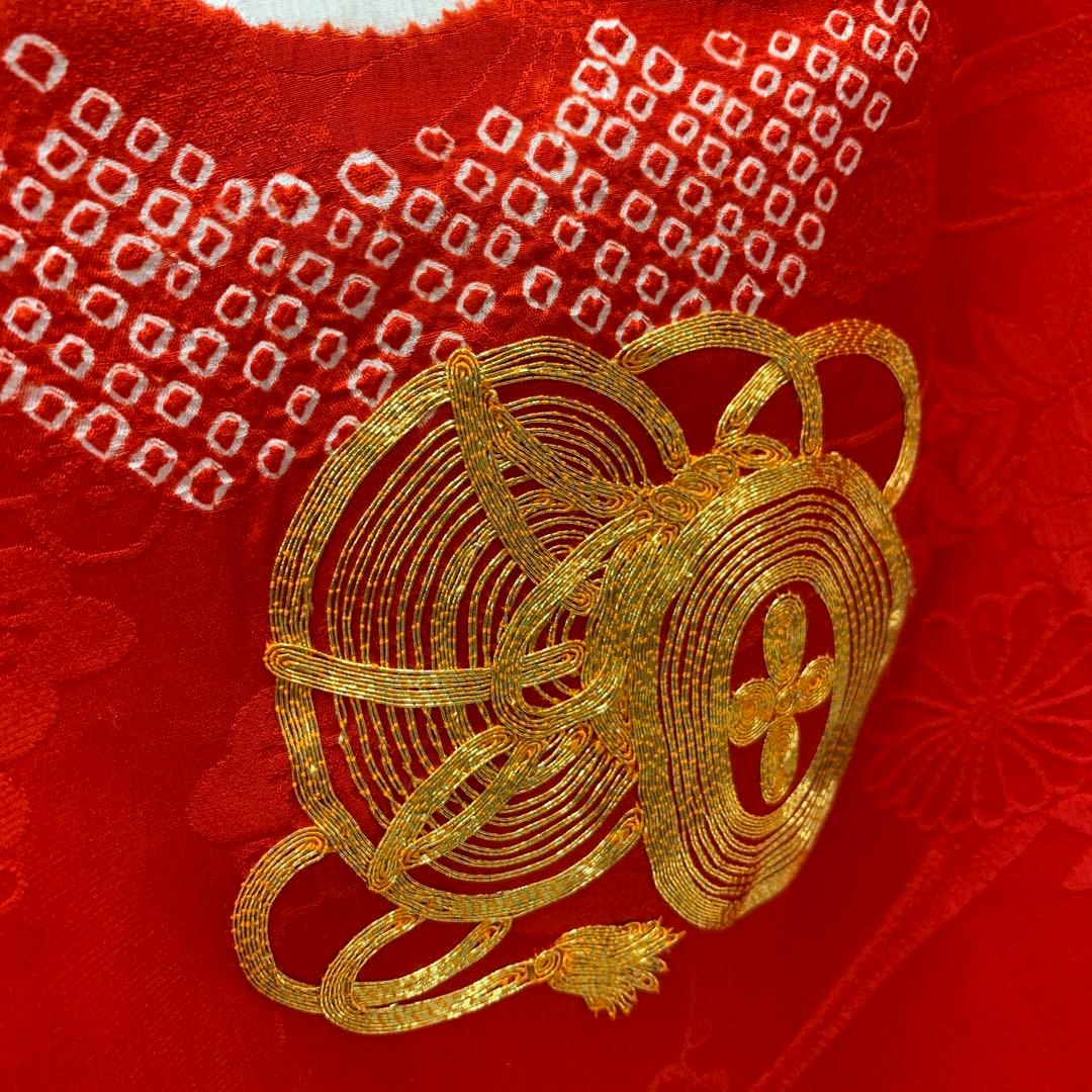 504agu4□七五三 三歳 女の子 着物&被布 金駒刺繍 絞り染め□状態良好