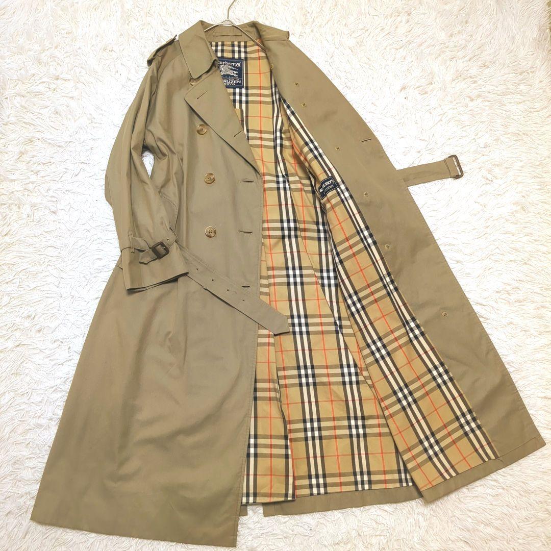 【美品】バーバリー　マキシ丈　ノバチェック　トレンチコート　メンズ