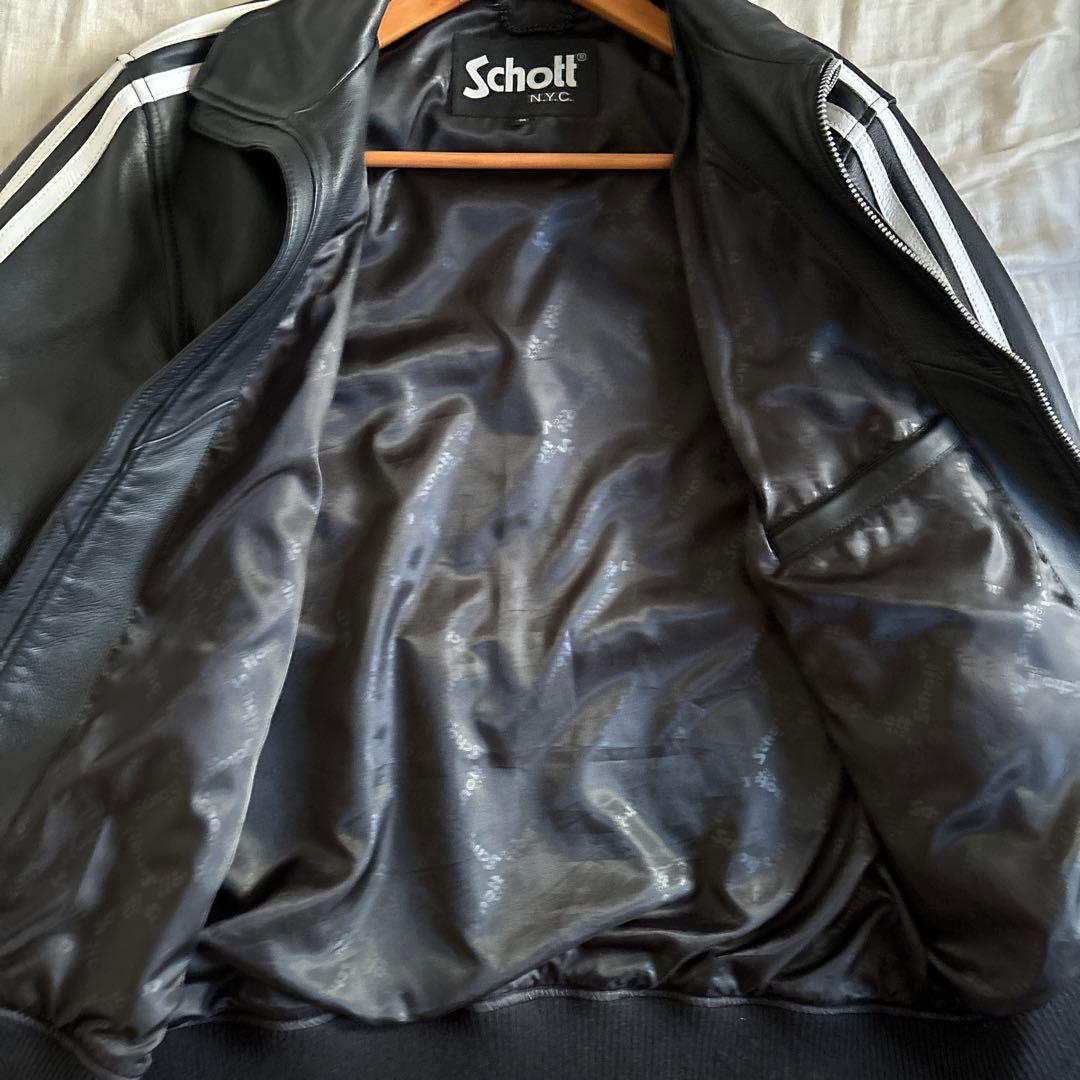 Schott ラムレザー　トラックジャケット　スタッズ付き