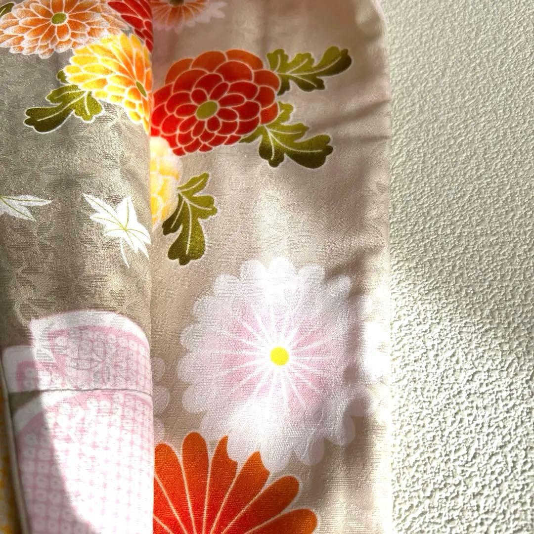 袴　小学校　卒業式　４点セット　簡易着付け　花曇りに古菊