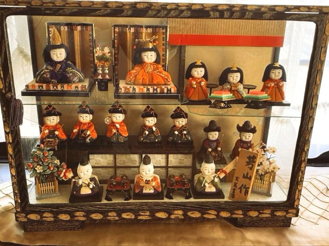 雛人形　木目込人形　昭和レトロ　ガラスケース付
