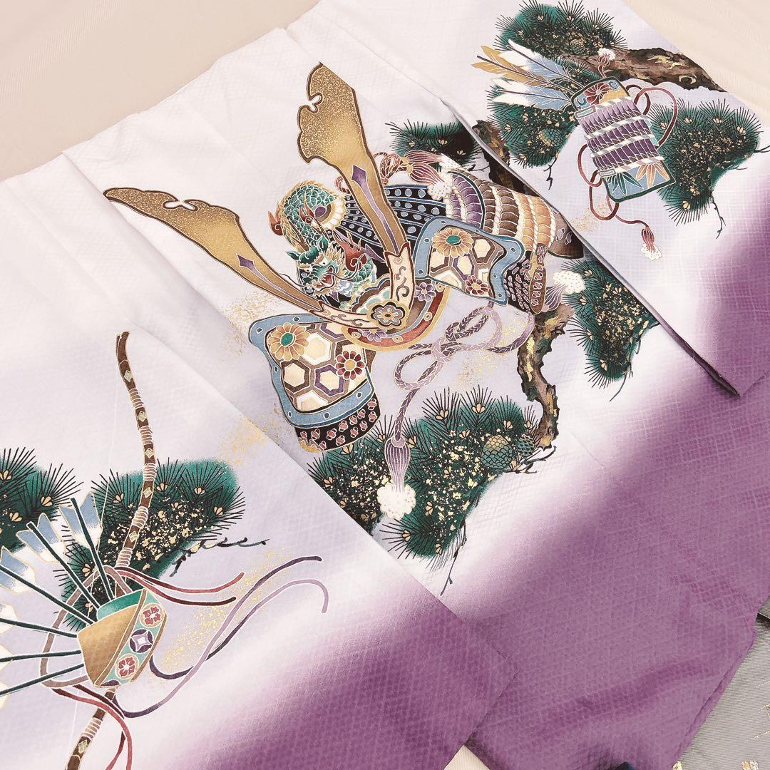 七五三5歳男の子　羽織袴セット　袴3種類付き　白