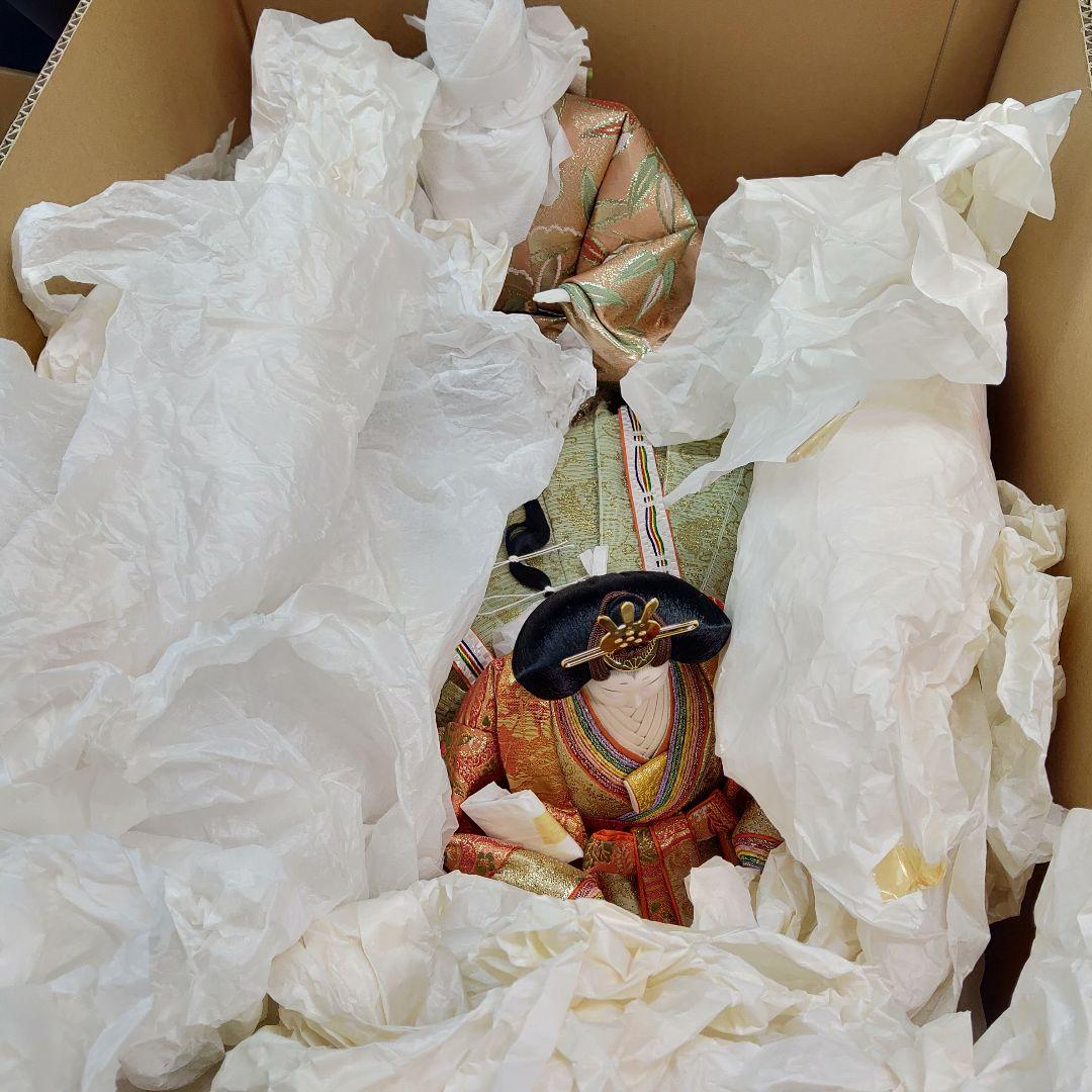 雛人形 京雛新王 平安 光寛作 特上七番 本帯地 正絹着物 未使用品