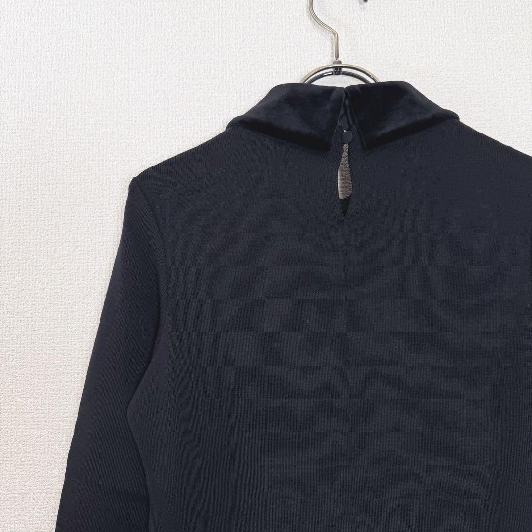 FOXEY フォクシー ベロア襟 ニット ブラック