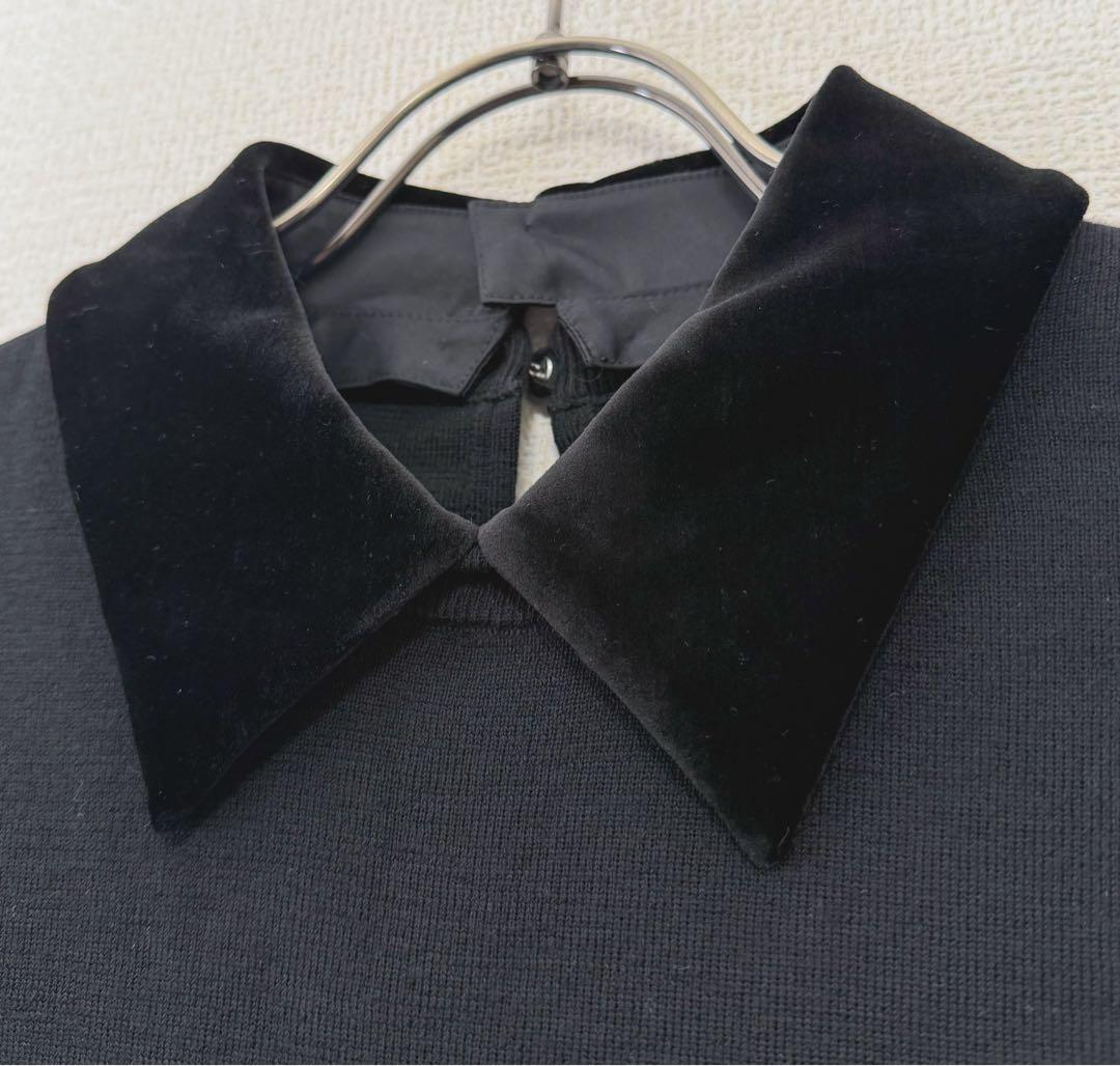 FOXEY フォクシー ベロア襟 ニット ブラック