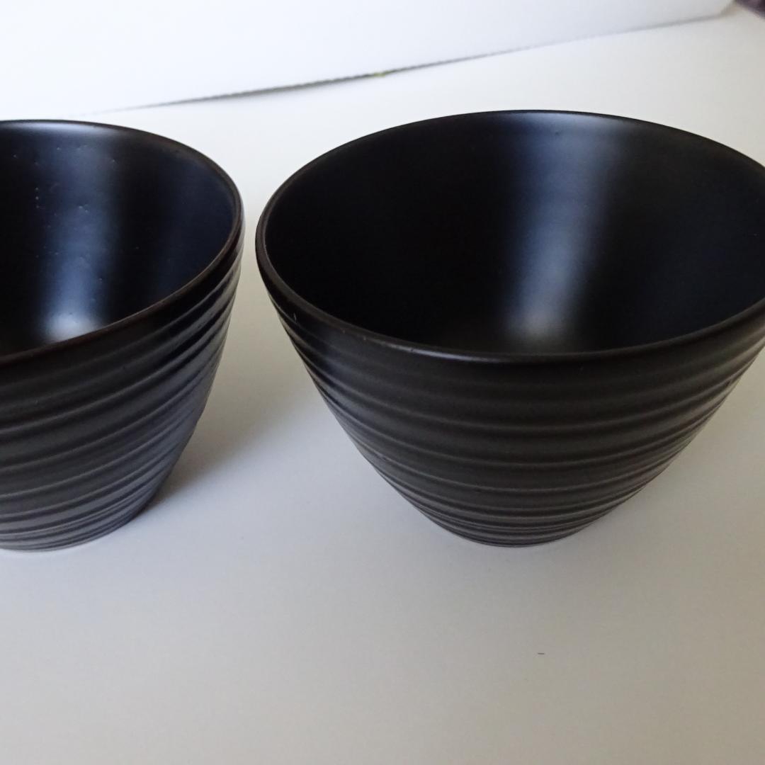 木曽漆器　伊藤寛司商店　デザートカップ　総黒塗（筋入）　2個