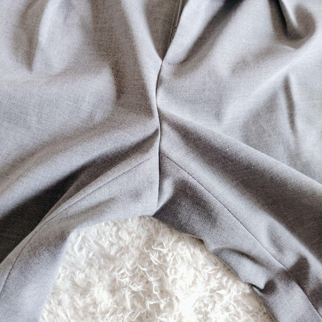 アンタイトル　洗える　キャリーマン　ノーカラーパンツスーツ　セットアップ　グレー