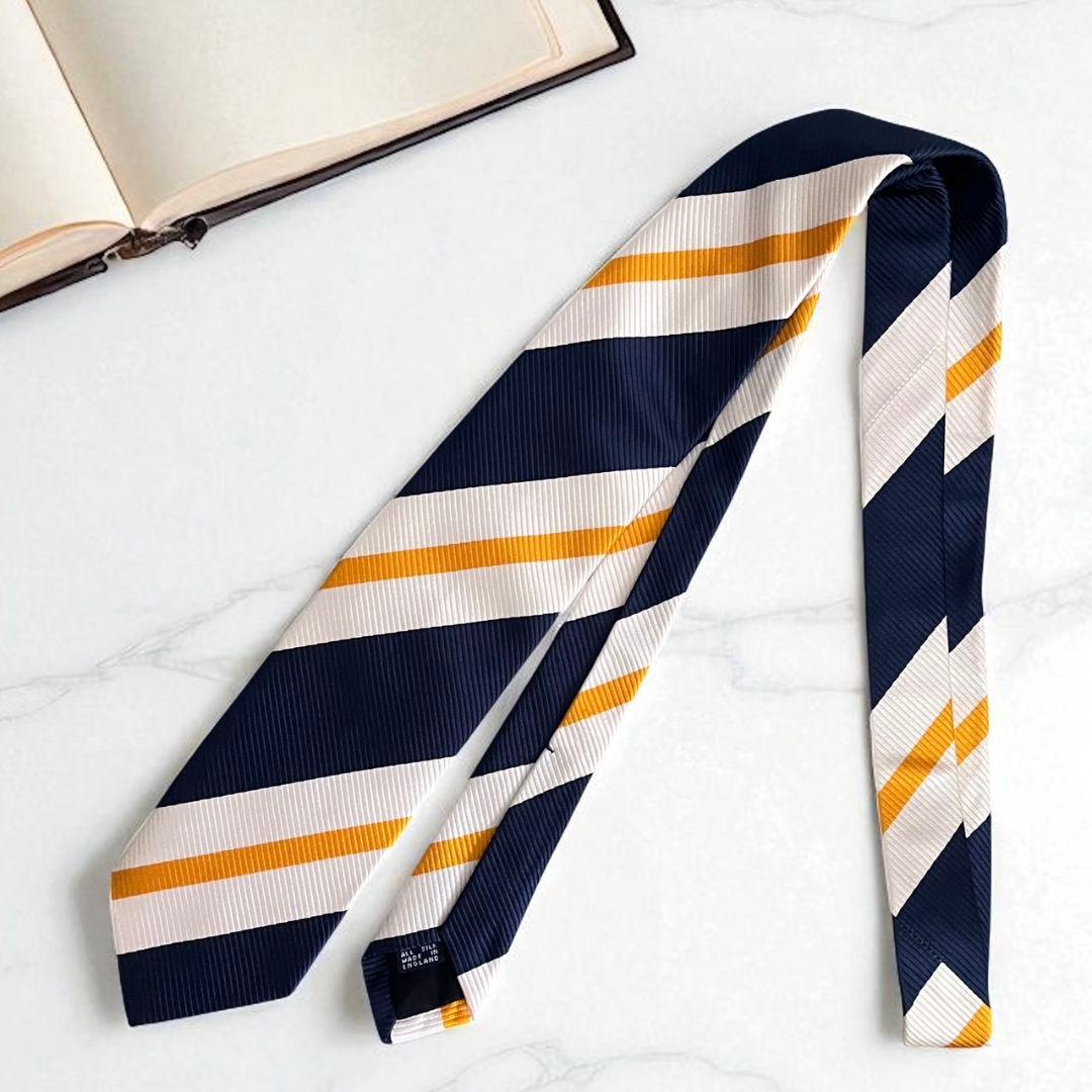 ◎美品◎★Drake's ★シルク★レジメンタル ★ネクタイ★ネイビー