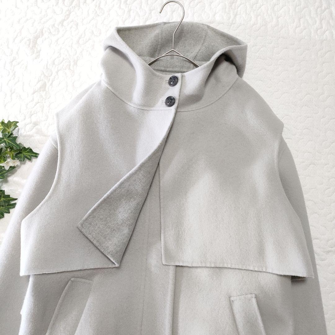 美品✨ADORE　カシミヤ混　ベストジャケット付きノーカラーリバーコート　グレー