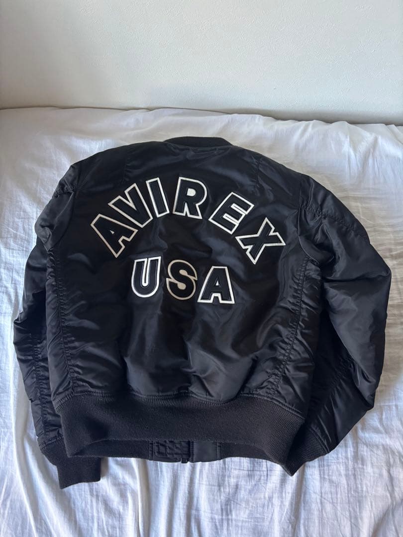 AVIREX MA-1フライトジャケット　コマーシャルロゴ　黒　アビレックス