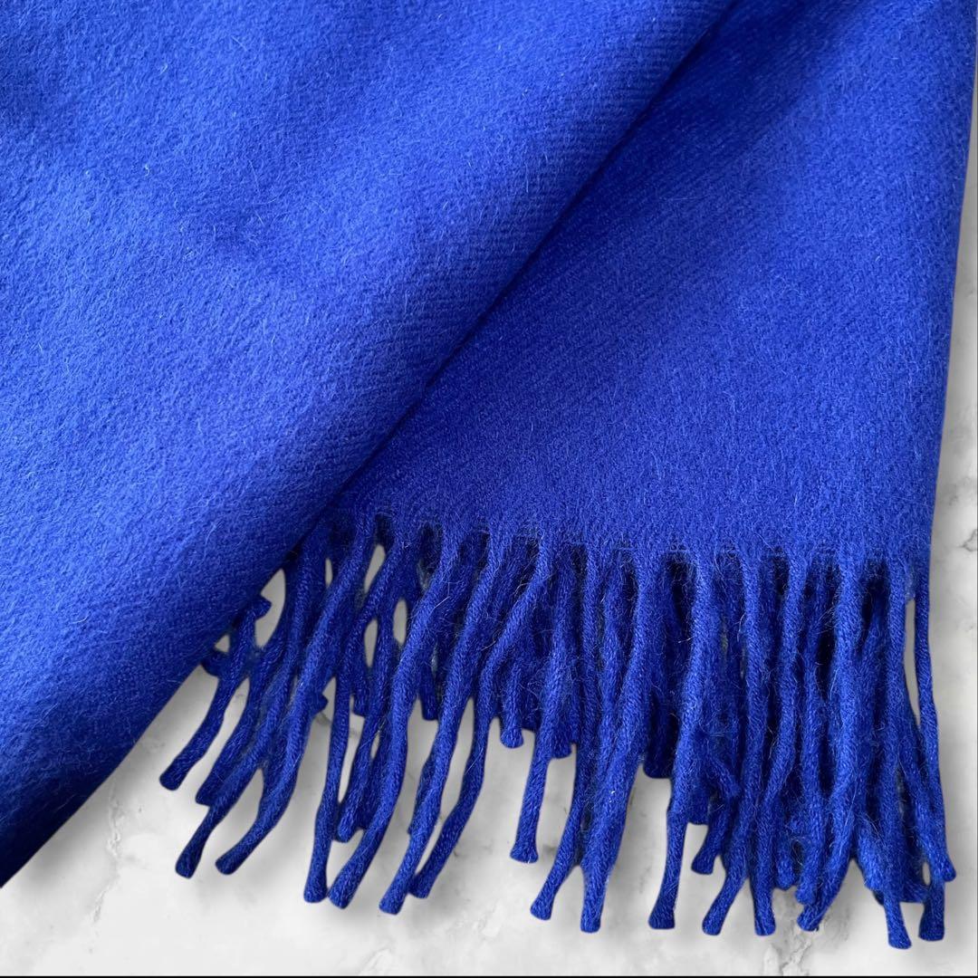 【極美品】 ザイノウエブラザーズ マフラー ベビーアルパカ100% ブルー