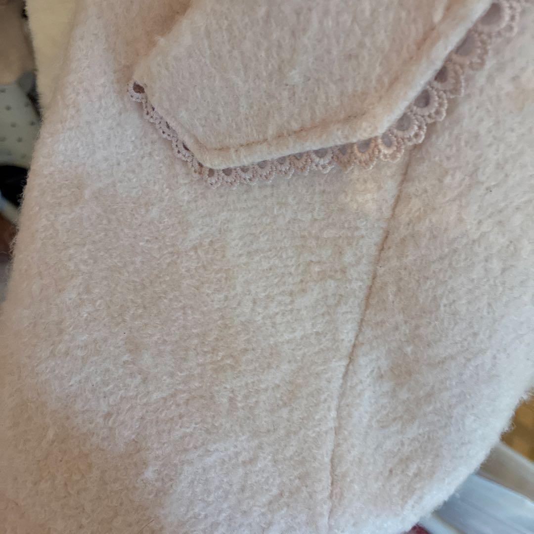 LIZLISA リズリサ ビジューリボンミニ丈Aラインコート ピンク