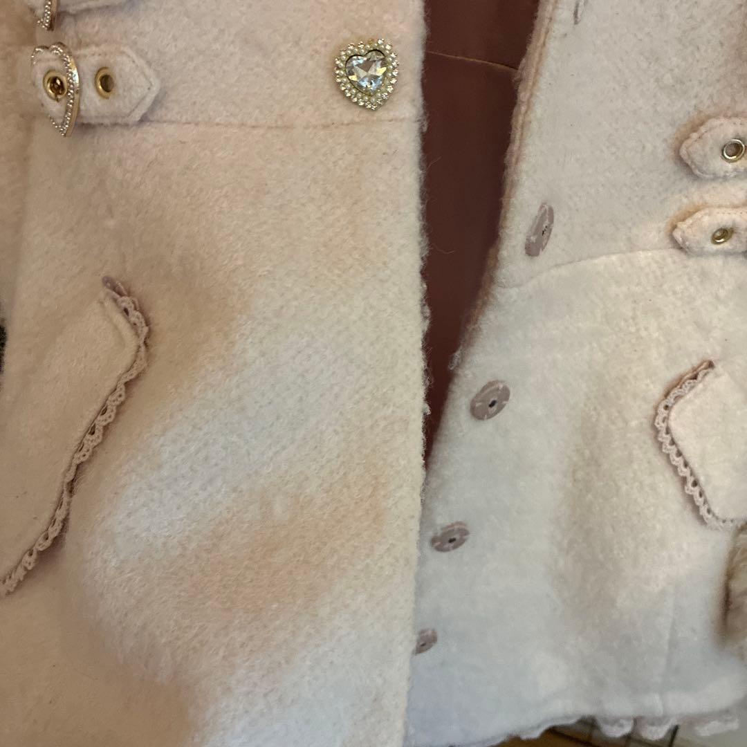 LIZLISA リズリサ ビジューリボンミニ丈Aラインコート ピンク