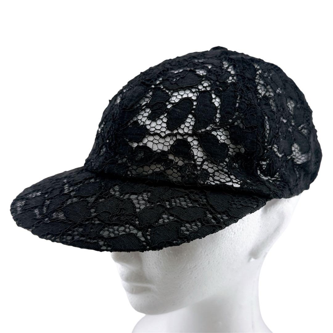 美品◇シャネル レース ココマーク 21M キャップ 帽子 ブラック Lサイズ