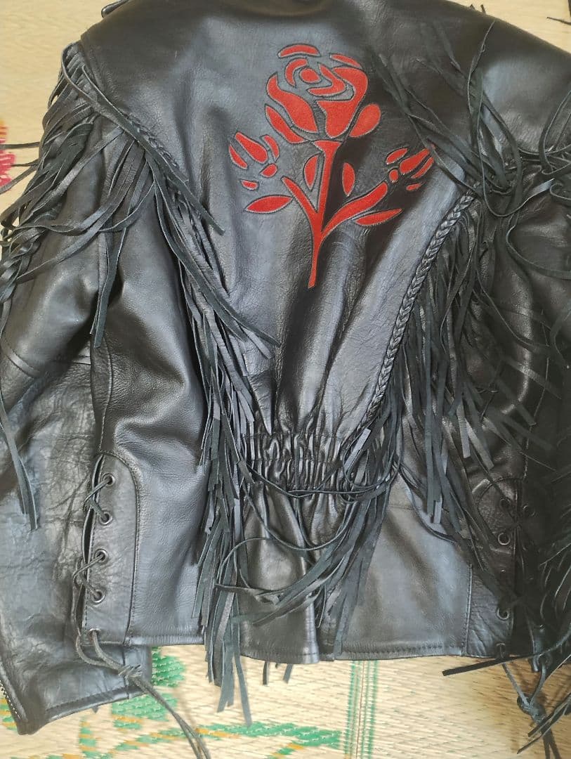 First フリンジ付きレザージャケット S