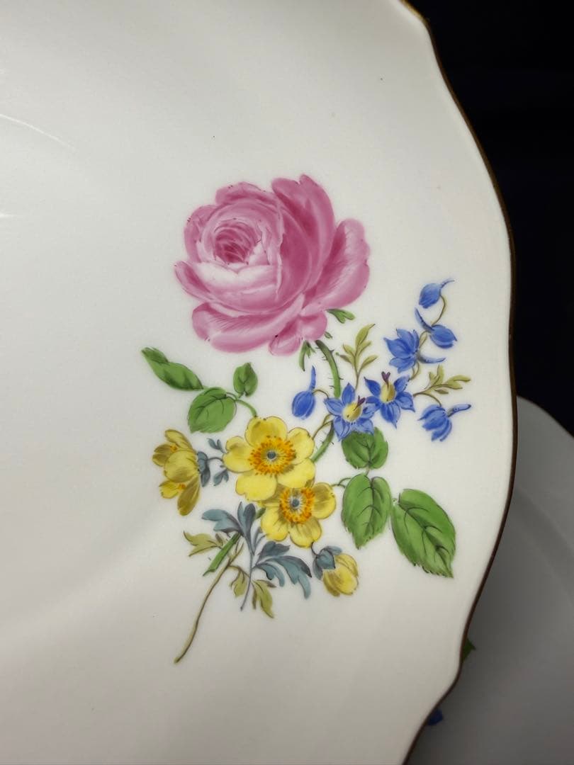 マイセン　三つ花（ピンクローズ）　カップ＆ソーサー＆プレート