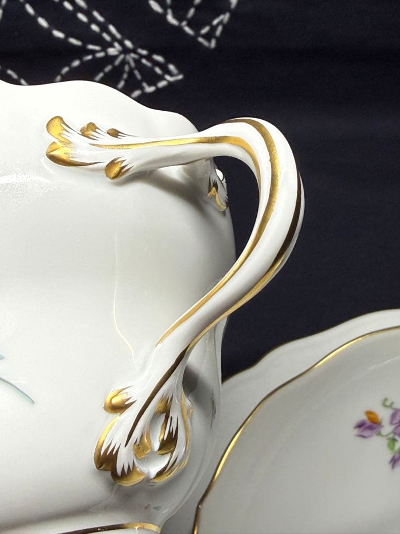 マイセン　三つ花（ピンクローズ）　カップ＆ソーサー＆プレート