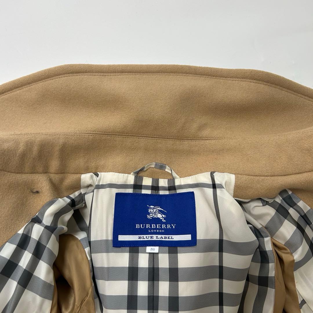 バーバリーブルーレーベル　ダッフルコート　ノバチェック　ベージュ　38 ベルト