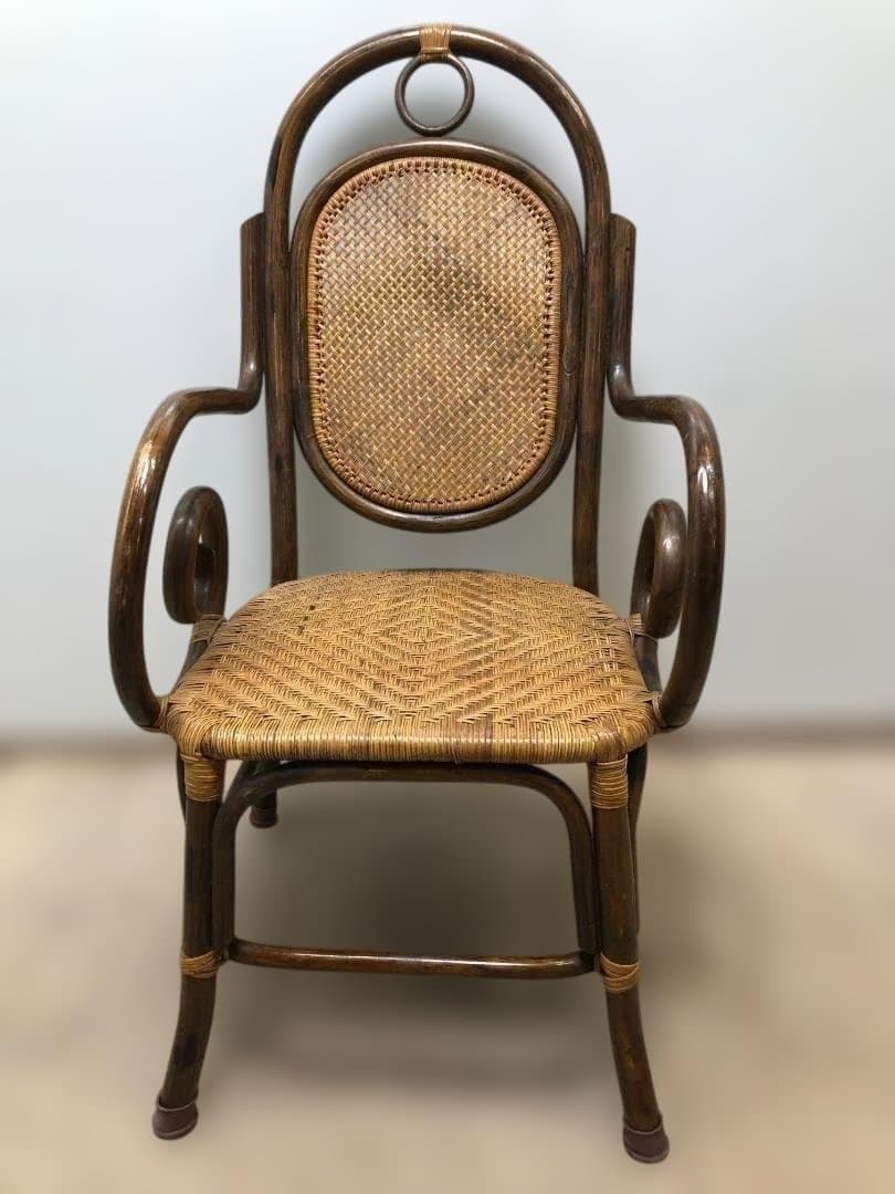 ラタンチェア　イス　ヴィンテージ　ラタン　藤家具　250226-3
