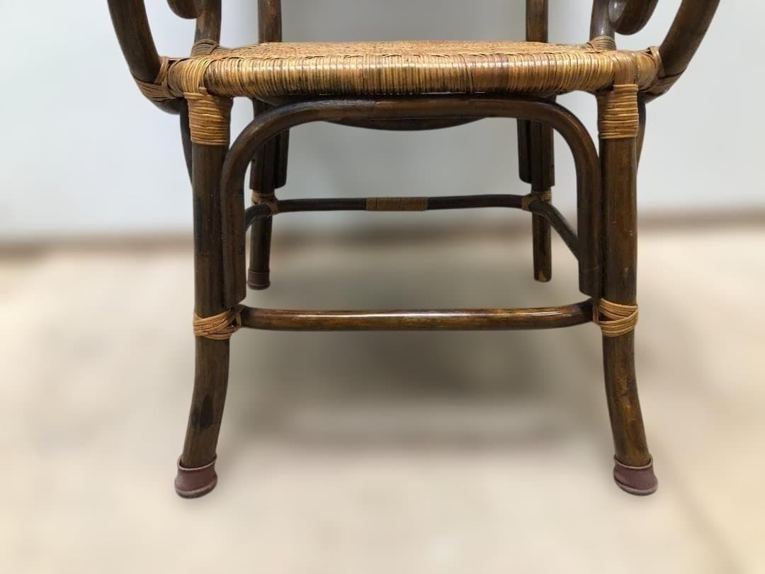 ラタンチェア　イス　ヴィンテージ　ラタン　藤家具　250226-3