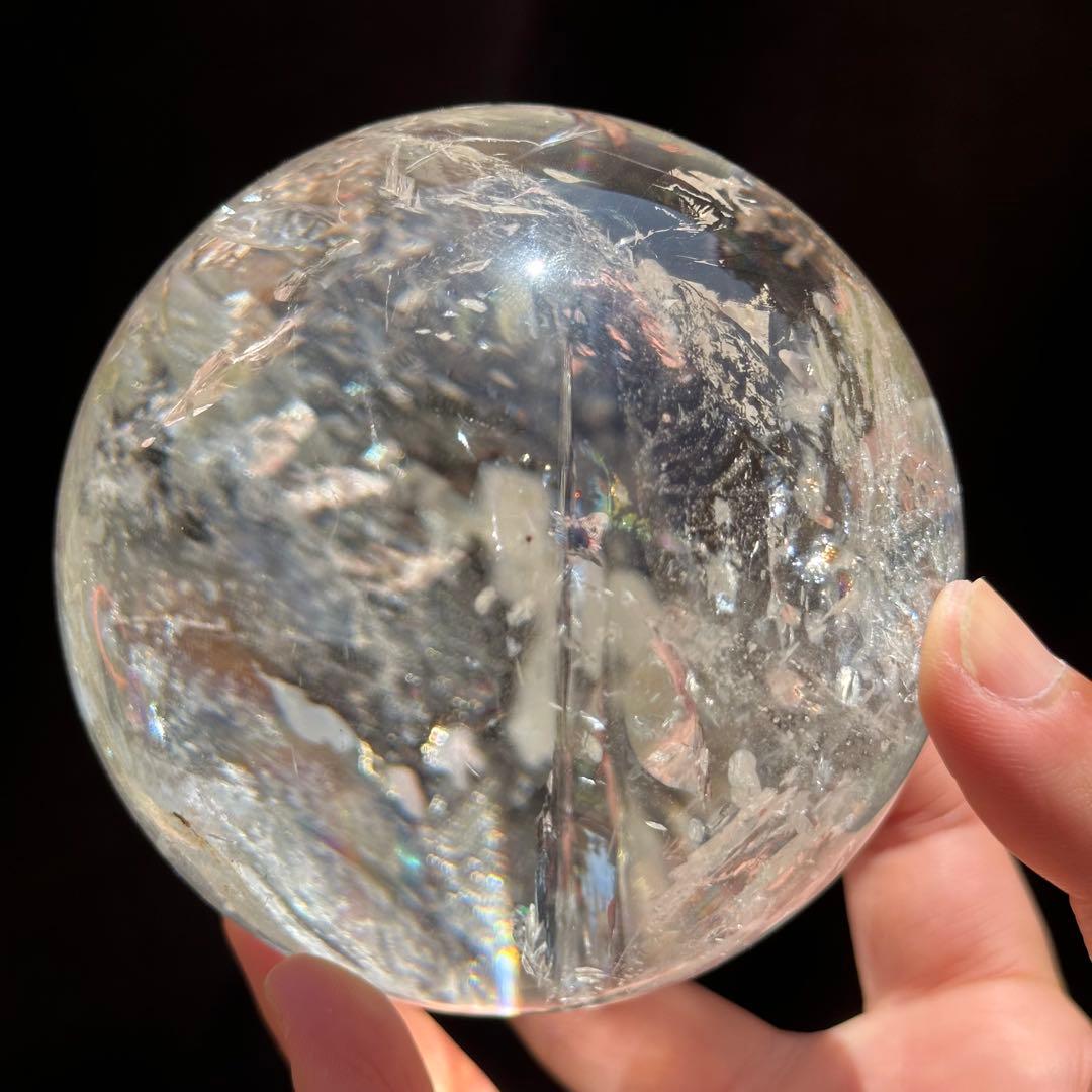 【アイリス スフィア】非加熱 虹入り 9cm 台座付き