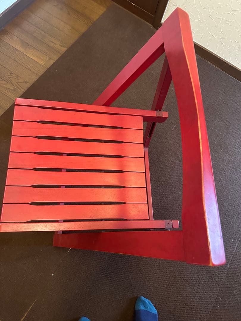 北欧トルステン1950年代風　ビンテージ木製折りたたみ椅子(赤と緑の2色)