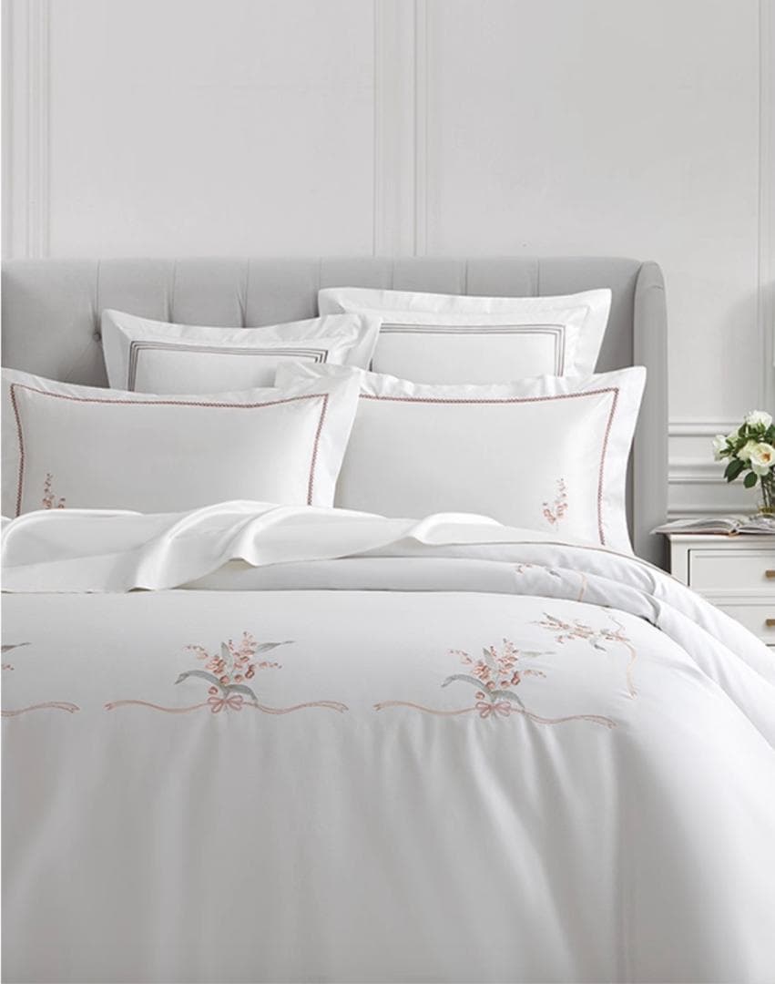 【オーダーメイド可】鈴蘭 エジプト超長綿100% 850TC ホワイト すずらん