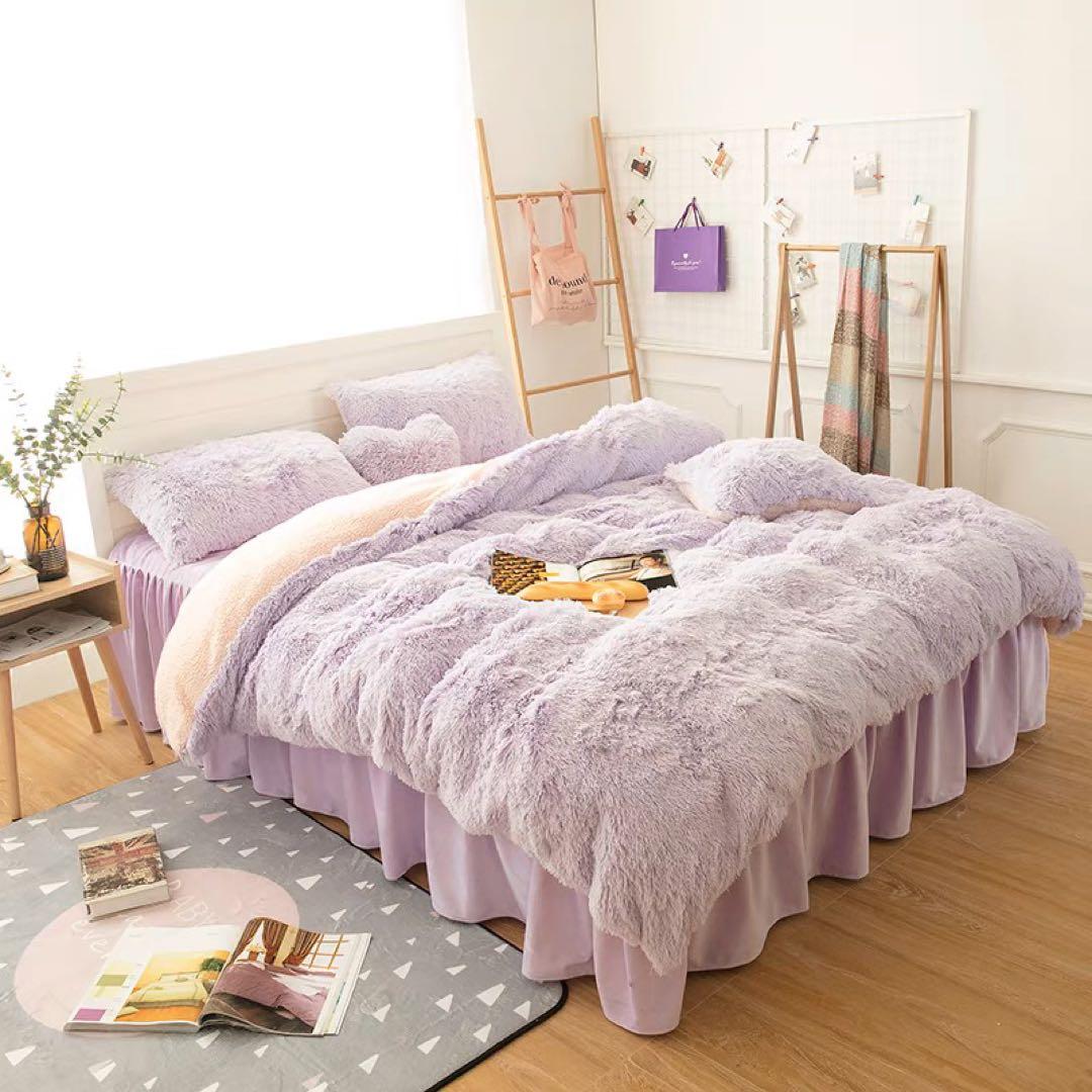 ふわふわモコモコあったか寝具カバーセット　セミダブルカバーセット（5色）