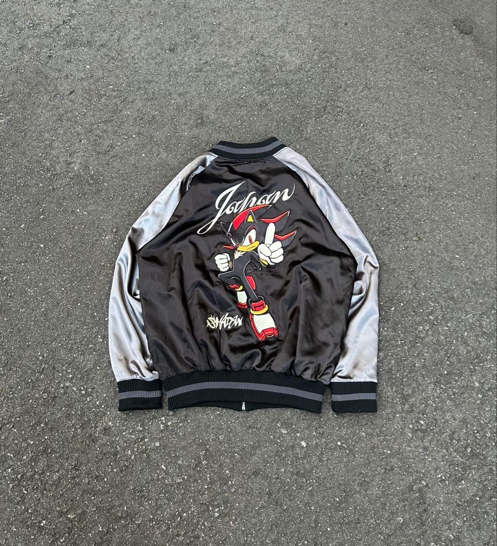 cospa スカジャン ソニック・ザ・ヘッジホッグ シャドウ ブラック 刺繍