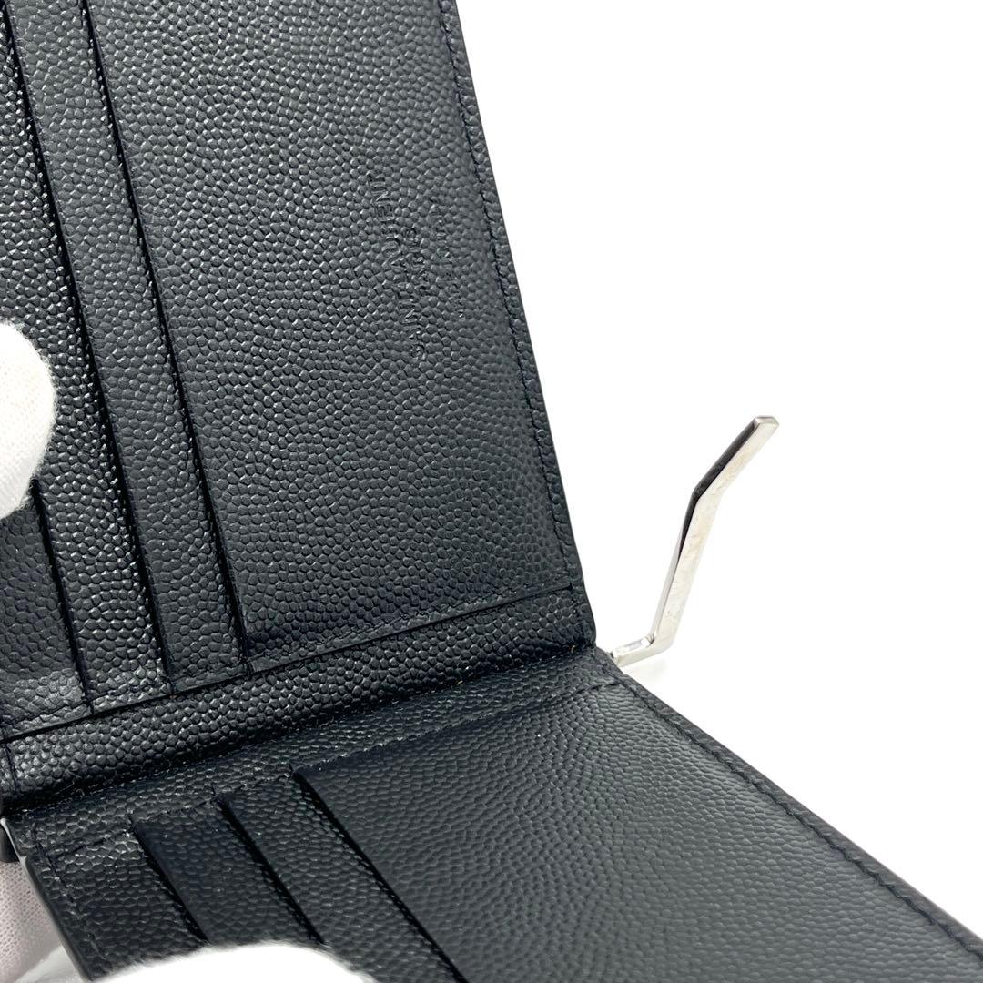 【未使用に近い】サンローラン マネークリップ レザー ロゴ メンズ ブラック