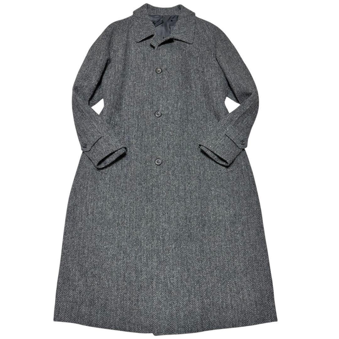 極美品 HARRIS TWEED ハリスツイード ロングコート ヘリンボーン
