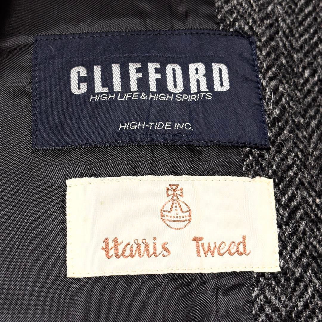 極美品 HARRIS TWEED ハリスツイード ロングコート ヘリンボーン